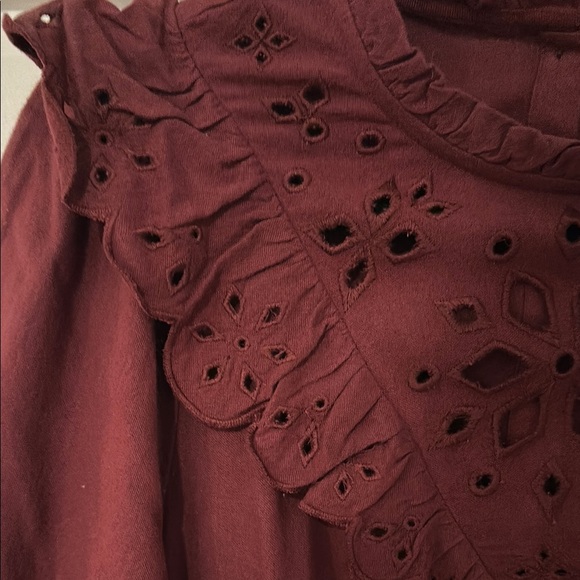 NWT Madewell Chic Burgundy Eyelet Dress - Picture 4 of 9